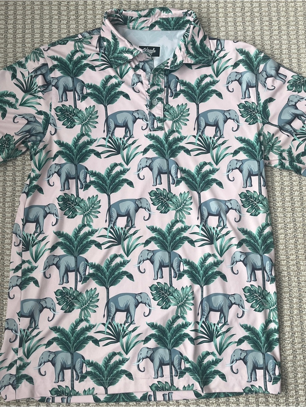 Waggle Golf Elephant All Over Print Performance Polo Size Medium - Picture 6 of 9